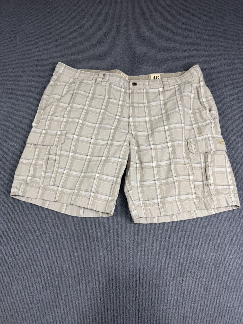Redhead Mens Beige Gray Plaid Cargo Shorts Size 46